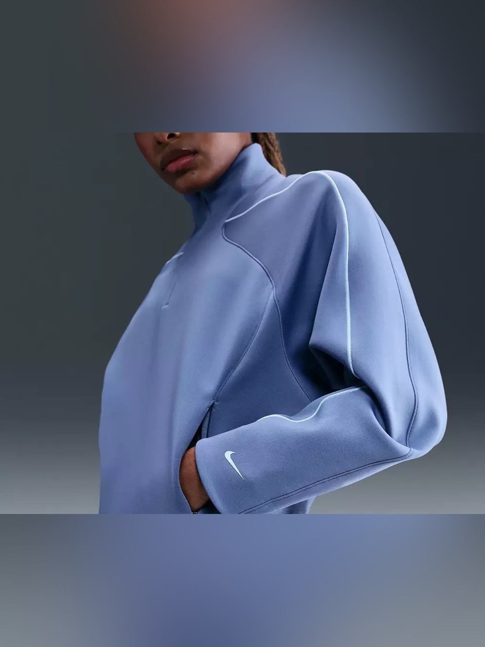 Nike [S] Women's Universa Dri-FIT 1/4-Zip Pullover Blue Gray HV3575-499